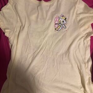tokidoki Cream Short Sleeve Tee with Cartoon Print
